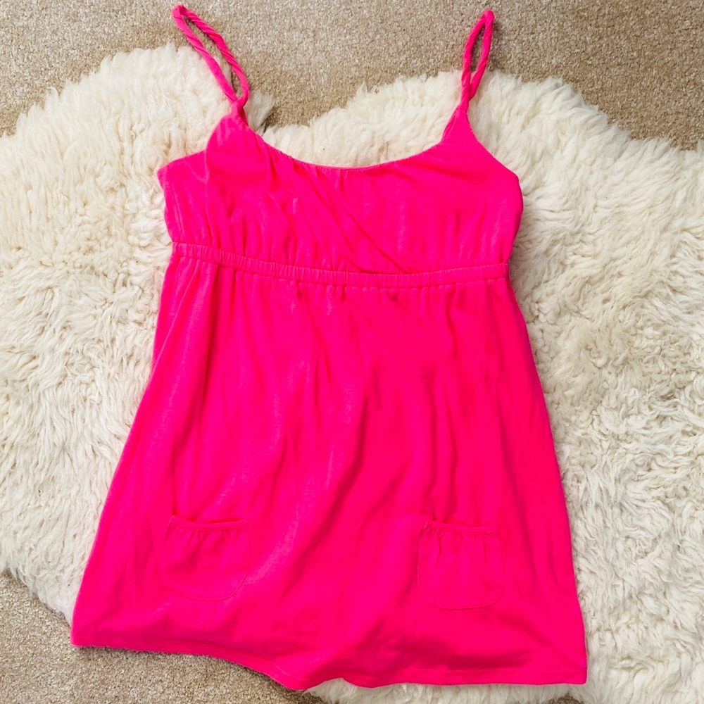 Lilu fuchsia hot pink flowy summer style baby doll top women's size small